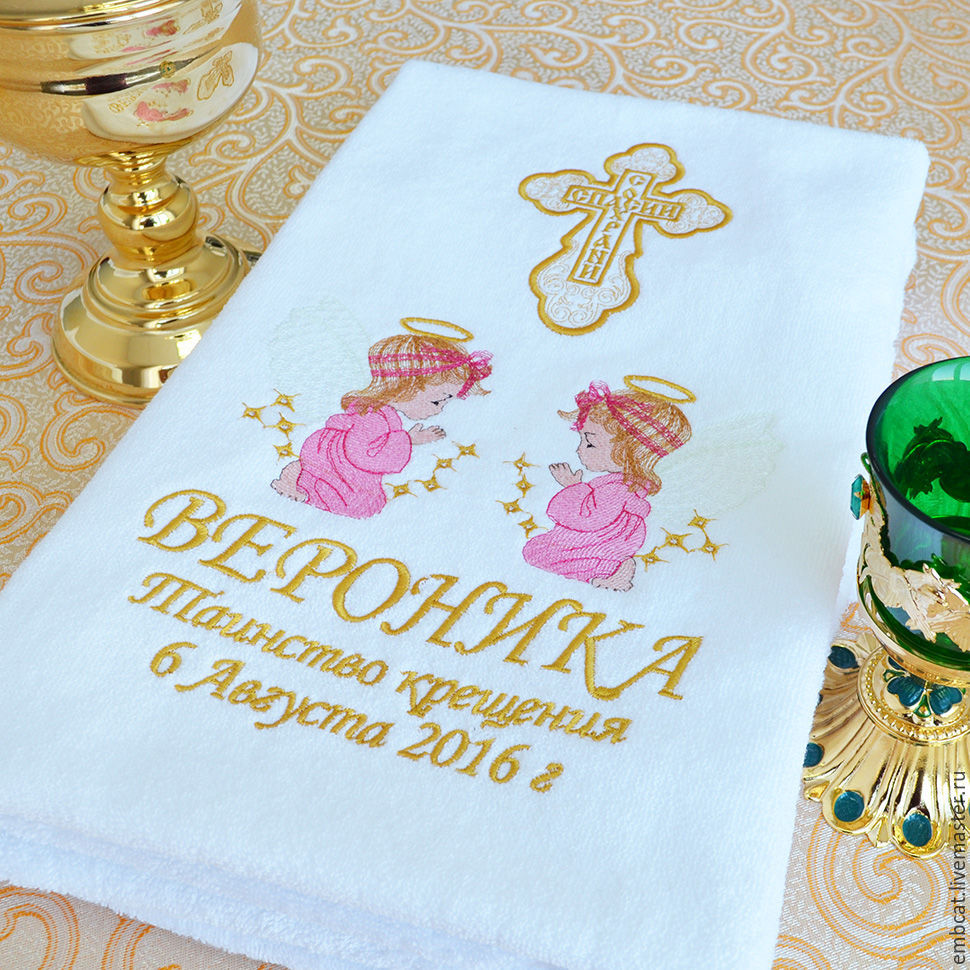 Вышивка на крестильное полотенце 93