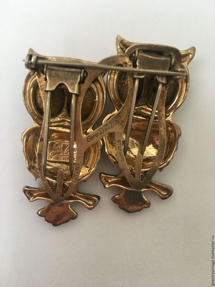 Винтажные украшения. CORO Duette, Cовы,  серебрянные броши 1940 е гг. JEWELRY VINTAGE (jjewelryvintage). Ярмарка Мастеров. Брошь