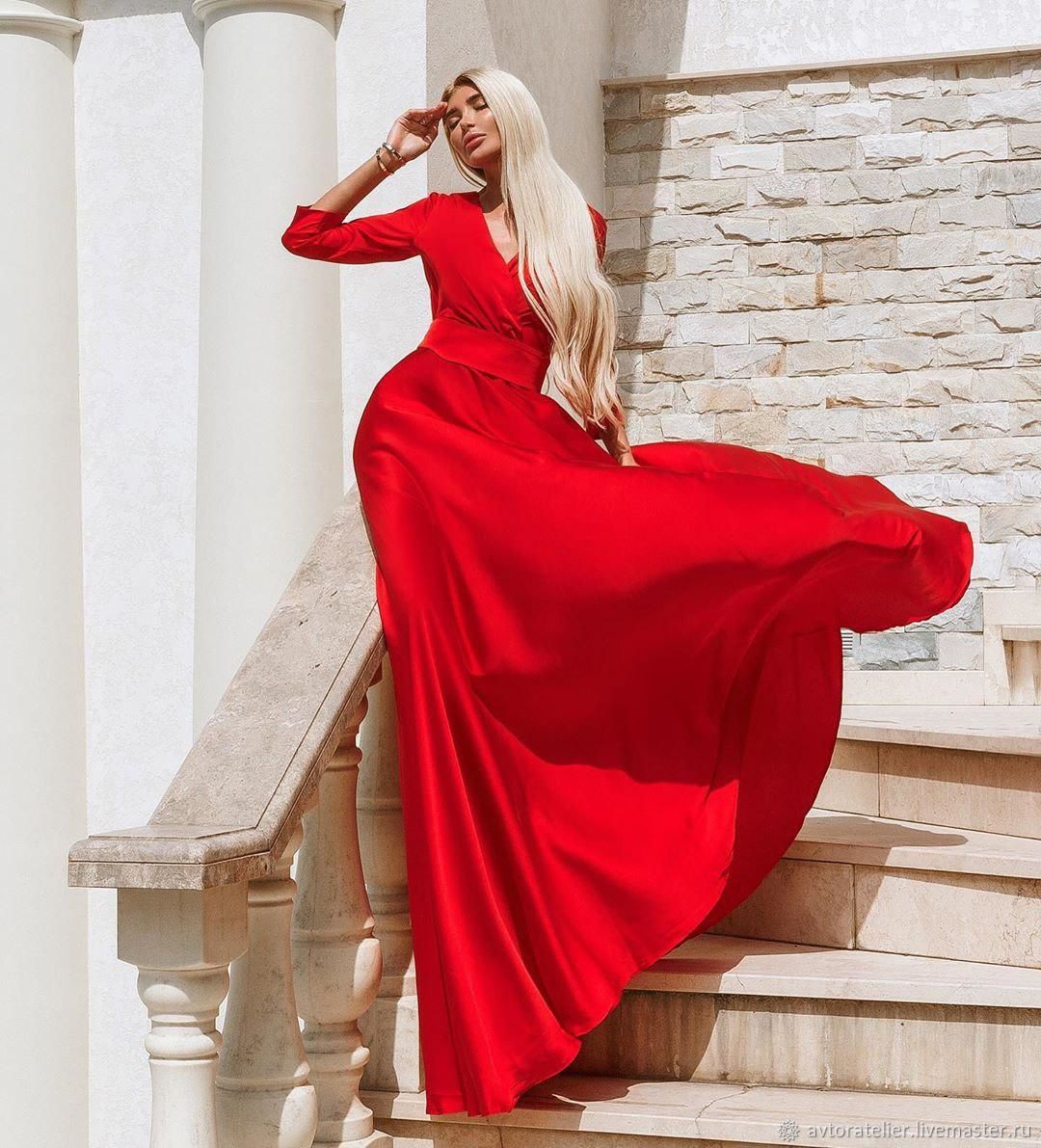 Красное Шелковое Платье В Пол