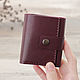 Burgundy leather wallet in three additions for bills, cards, with a coin holder, Wallets, Krasnodar,  Фото №1
