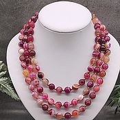 Украшения handmade. Livemaster - original item Multi-row necklace natural agate fuchsia. Handmade.