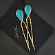 Order Brass hairpin (2 pieces) turquoise 'Blue'. Del-moro. Livemaster. . Hairpin Фото №3