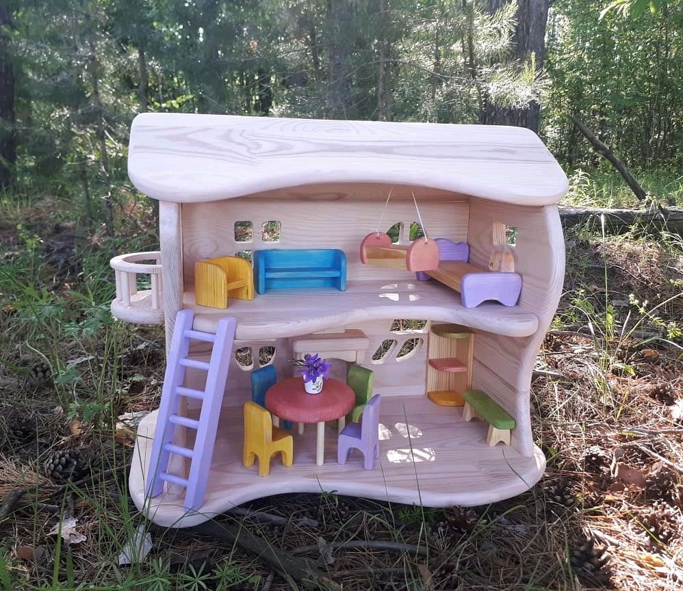 Кукольный домик двухэтажный разноцветный – заказать на Ярмарке Мастеров ...