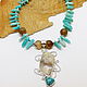 Necklace beads with pendant Mystery of the sea amazonite, agate, quartz, Necklace, Gatchina,  Фото №1