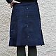 Skirt knee length suede Dark blue with a smooth edge. Skirts. Katorina Rukodelnica HandMadeButik. My Livemaster. Фото №4
