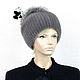 Elegant ladies hat made of fur Finnish mink. Art.DF-137, Caps, Ekaterinburg,  Фото №1