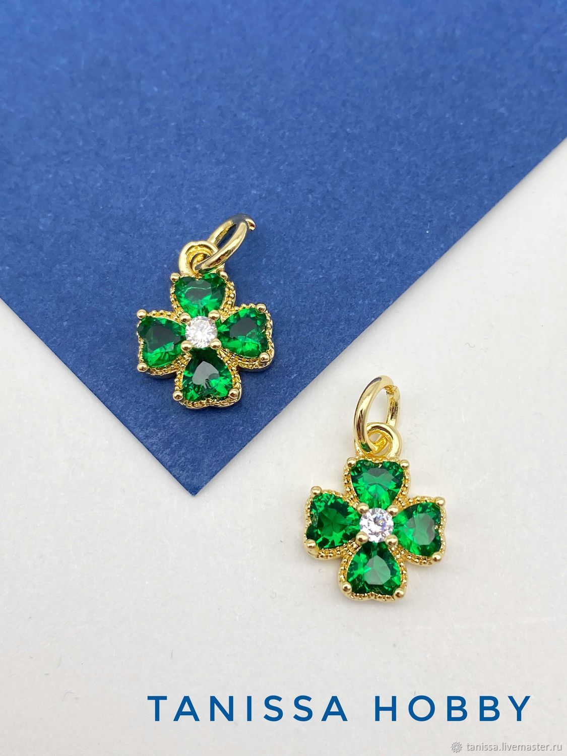 Подвеска кулон клевер 11мм, зелёный, позолота, А821 купить в интернет ...