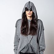Одежда handmade. Livemaster - original item AD_008 women`s knitted hoodie, grey / silver.. Handmade.