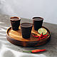 Заказать Juego-bandeja de madera y tres copas de vino de pino texturizado R34. ART OF SIBERIA. Ярмарка Мастеров. . Shot Glasses Фото №3