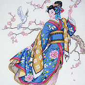 Картины и панно handmade. Livemaster - original item Embroidered picture "Japanese woman".. Handmade.