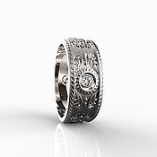 Свадебный салон handmade. Livemaster - original item Ring, stones and patterns 925 sterling silver (Ob45). Handmade.