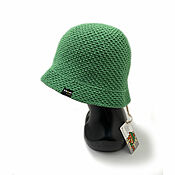 Аксессуары handmade. Livemaster - original item Panama Knitted Green Cap. Handmade.