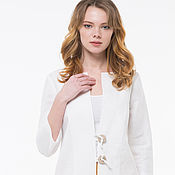 Одежда handmade. Livemaster - original item White cardigan jacket made of 100% linen. Handmade.