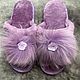 Purple sheepskin slippers with arctic fox, Slippers, Moscow,  Фото №1