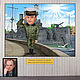 Cartoon, painting, gift to a military man. A man in a military uniform, Caricature, Moscow,  Фото №1