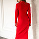 Красное платье из шерстяного трикотажа. Платья. 'К. О.' Женская одежда. Ярмарка Мастеров.  Фото №4