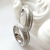 Свадебный салон handmade. Livemaster - original item Wedding ring with texture 925 sterling silver (Ob20). Handmade.