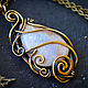 Women's Pendant made of brass and moonstone Elven Pendant with white granite. Pendant. Strangell Jewelry. My Livemaster. Фото №4