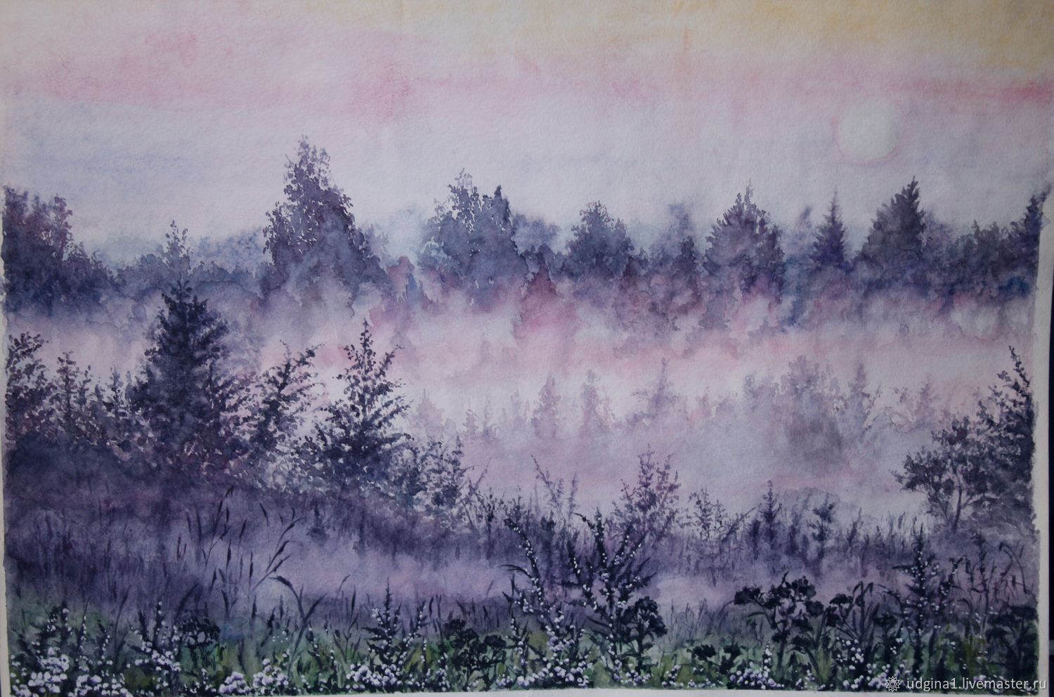 Лес в тумане живопись