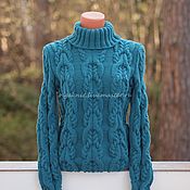 Темно-голубой шерстяной свитер