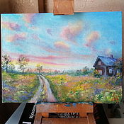 Картины и панно handmade. Livemaster - original item Village. Oil painting 18/24 cm. Handmade.