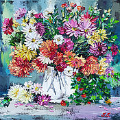 Painting with flowers of Cosmea 