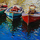Painting 'Landscape with boats' oil on canvas 30h30 cm, Pictures, Moscow,  Фото №1