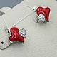 Order Silver earrings with coral 14h11 mm and cubic zirconia. yakitoriya. Livemaster. . Earrings Фото №3