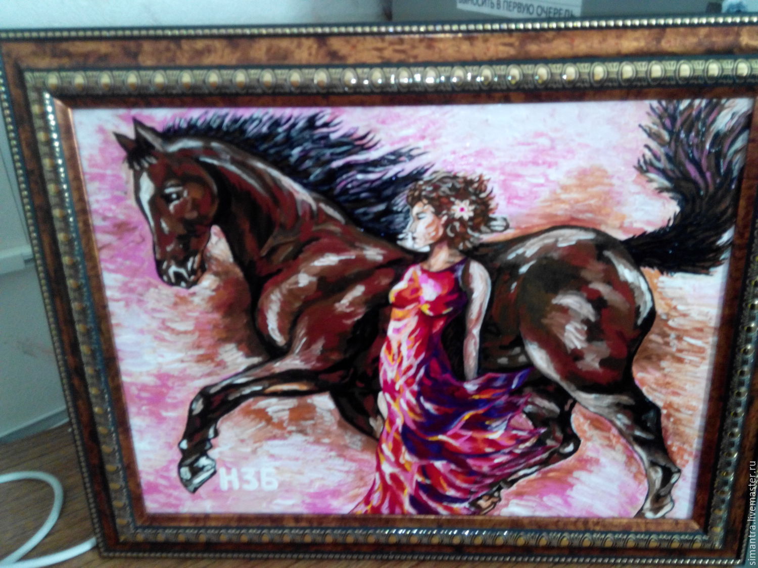 Картина "Восточная красавица с лошадью" – заказать на Ярмарке Мастеров ...