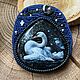 Brooch soutache ink, decoration with stone and painted Swan. Brooches. Ukrasheniya Potapova Natalya (ukrasheniya-vyshivka-latun). My Livemaster. Фото №4
