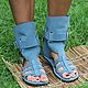 Order Greek High Sandals suede Blue Unisex. Katorina Rukodelnica HandMadeButik. Livemaster. . Sandals Фото №3