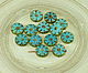 8pcs 12 turquoise flower glass table, Beads, Prague,  Фото №1
