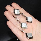 Украшения handmade. Livemaster - original item Earrings, ring, Peyton pendant with mother-of-pearl made of 925 DD0009-3 silver. Handmade.