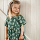 Linen dress for girls Lydia emerald color with print. Childrens Dress. molinialife. Online shopping on My Livemaster.  Фото №2