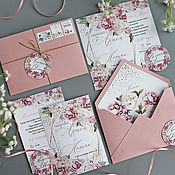 Свадебный салон handmade. Livemaster - original item INVITATIONS: Powdery peonies. Handmade.