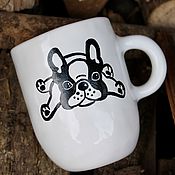 Посуда handmade. Livemaster - original item Left-handed mug Bulldog Drawing Dog drawings on cups. Handmade.