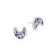 Earrings 'Crescent'. Turquoise, Charoite, Rhodonite, Mother of Pearl. Stud earrings. ARIEL - MOSAIC. My Livemaster. Фото №5
