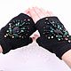Order Embroidered mittens gloves Glamorous black decorated crystals mittens. Beaded jewelry by Mariya Klishina. Livemaster. . Mitts Фото №3