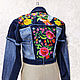 Denim short jacket Denim with embroidery Blouson in boho style. Outerwear Jackets. Modern and vintage embroidery. Online shopping on My Livemaster.  Фото №2