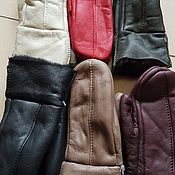 Аксессуары handmade. Livemaster - original item Women`s leather mittens on sheepskin. Handmade.