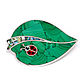 BROOCH malachite leaf with ladybug. The author's work, Brooches, Moscow,  Фото №1