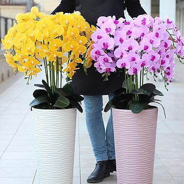 цветы и флористика ручной работы. ярмарка мастеров - ручная работа напольная композиция из искусственных премиум-орхидей. handmade.