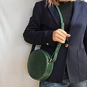 Сумки и аксессуары handmade. Livemaster - original item Round bag made of genuine leather color dark green emerald. Handmade.