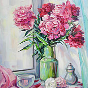 Картины и панно handmade. Livemaster - original item Oil painting Bouquet of pink peonies. Handmade.