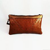 Сумки и аксессуары handmade. Livemaster - original item Red leather clutch bag 