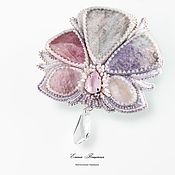Украшения handmade. Livemaster - original item Lavender Pastel Orchid Brooch with Natural Stones. Handmade.