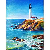 Картины и панно handmade. Livemaster - original item Painting lighthouse seascape painting with lighthouse oil. Handmade.