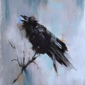 Картины и панно handmade. Livemaster - original item Painting for the interior of the Raven (black grey bird). Handmade.