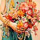 Painting A Girl and bright flowers. buy painting artist, Pictures, St. Petersburg,  Фото №1