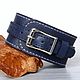 Dark Blue Genuine Leather Wristband, Soft Leather Cuff, Hard bracelet, St. Petersburg,  Фото №1